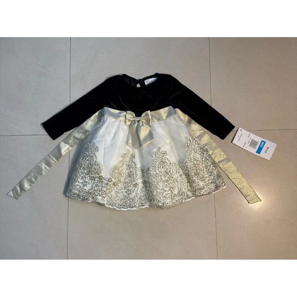 Rare Editions Gold Dress Size 24 Months